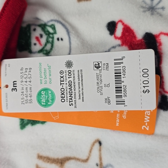 Baby Santa Christmas Fleece Fleece Footed Pajama | Carters | 3M - Picture 13 of 13